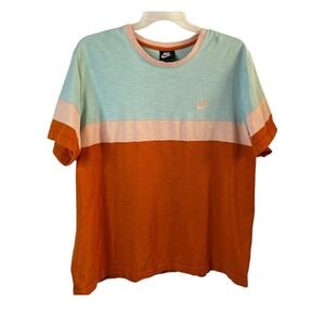 Nike Mens Multi Color Block Short Sleeve T Shirt Size XXL Orange Blue Pink